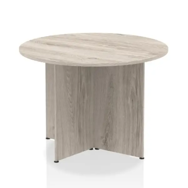 Image of Impulse Impulse 1000mm Round Table Grey Oak Top Arrowhead Leg MIRMT10GRY