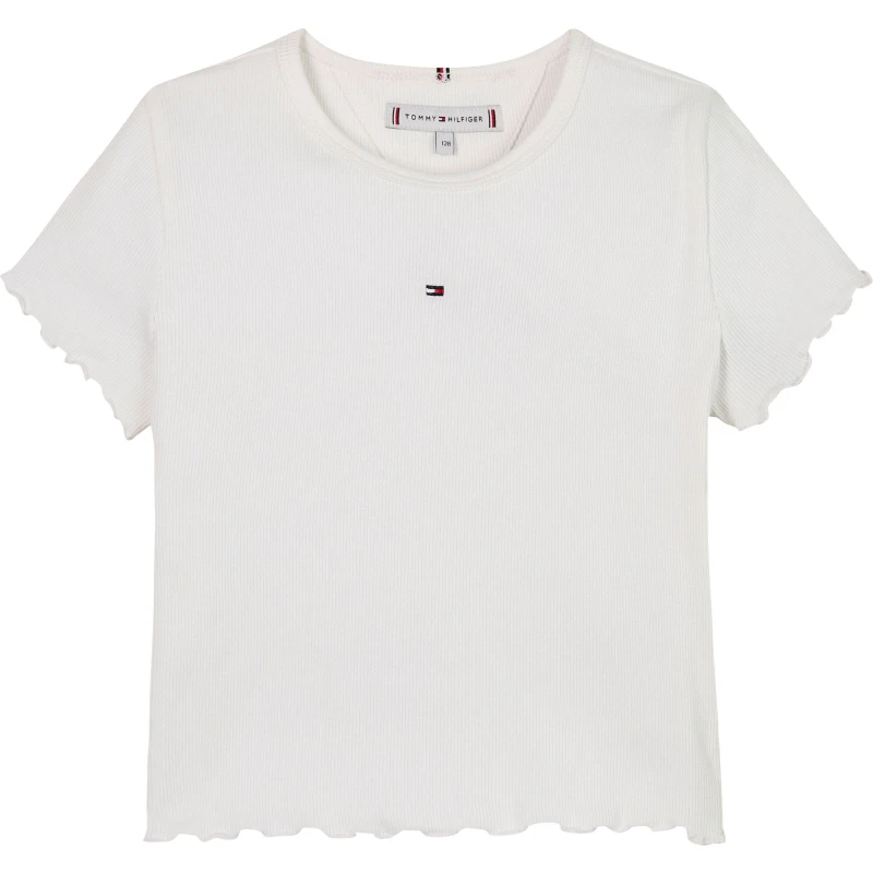 Image of Tommy Hilfiger Ribbed T-Shirt Juniors - White White 13 - 14 Years