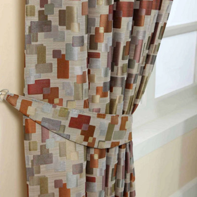 Image of Homescapes Multi-Colour Abstract Jacquard Curtain Tie Back Pair