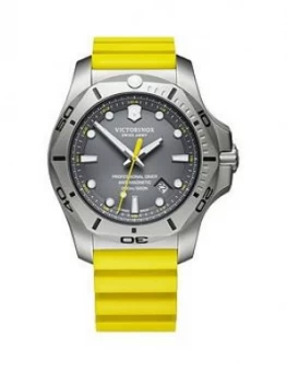 Image of Victorinox Victorinox Swiss Made I.N.O.X Diver Grey Sapphire Glass Date Dial Steel 45Mm Case Yellow Rubber Strap Watch Extra Strap And Magnifying Glas