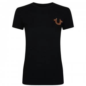 Image of True Religion World Tour Logo t Shirt - Black/Rose Gold