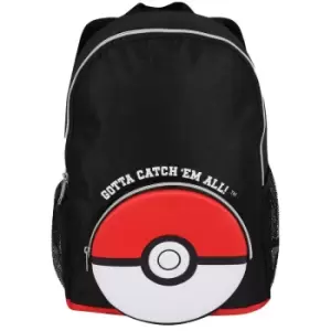 Image of Pokemon Girls Catch Em All Pokeball Backpack (One Size) (Black/Red/White) - Black/Red/White