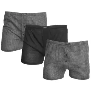 Image of Tom Franks Mens Patterned Jersey Boxer Shorts (3 Pairs) (L) (Grey)