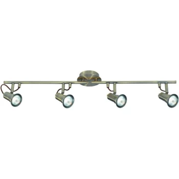 Image of Searchlight Eros - 4 Light Adjustable Ceiling Spotlight Bar Antique Brass, GU10