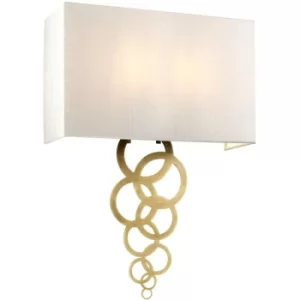 Image of Elstead Rosa Large 2 Light Wall Light, Aged Brass, Ivory Faux Silk Shade