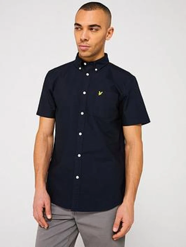 Image of Lyle & Scott Short Sleeved Oxford Shirt Dark Navy XXL