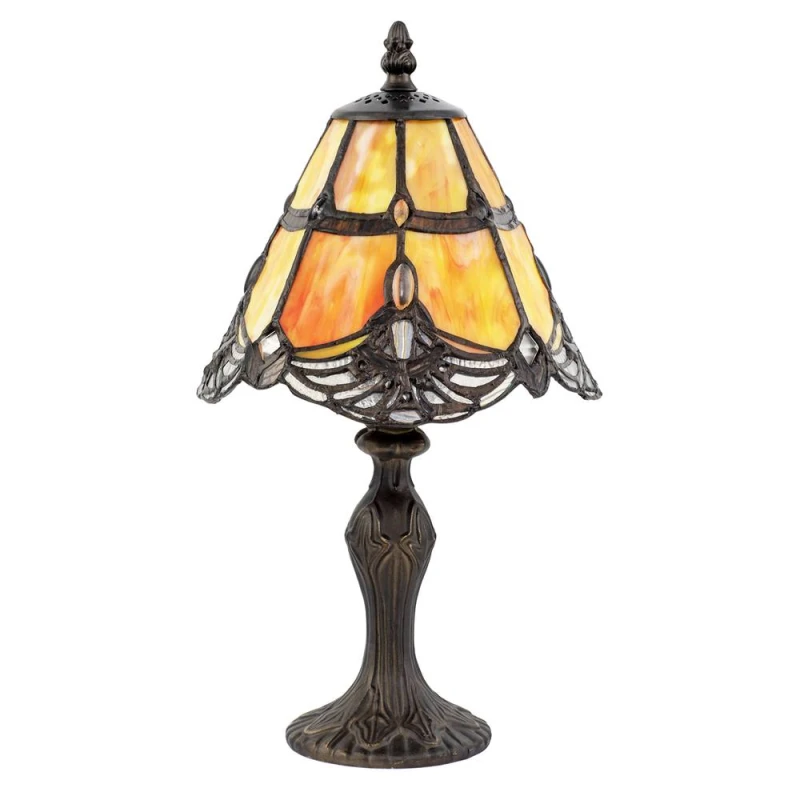 Image of Happy Homewares Quirky & Petite Coloured Stained Glass Tiffany Lamp with Clear Beads in Orange Orange Unisex