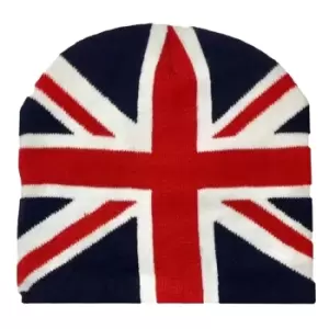 Image of Mens Great Britain Union Jack Flag Winter Beanie Hat (One Size) (Navy/White/Red)