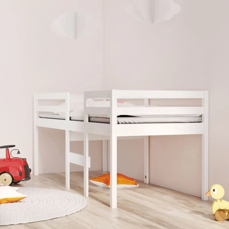 Image of VIDAXL High Sleeper Bed without Mattress White 80x200cm Solid Wood Pine Vidaxl 8720287214908