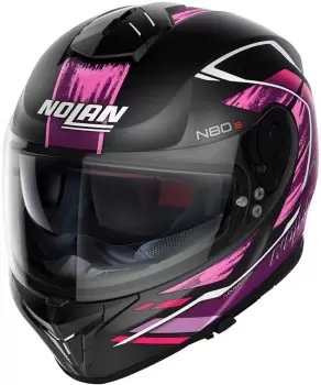 Image of Nolan N80-8 Thunderbolt N-Com Helmet, black-pink, Size L 62, black-pink, Size L 62