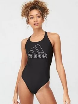 Image of adidas Badge Of Sport Swimsuit - Black, Size 36, Women