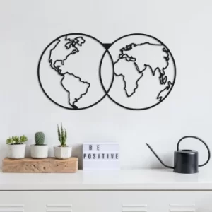Image of World Map Black Decorative Metal Wall Accessory