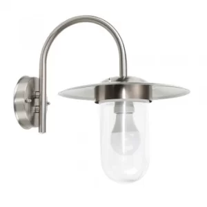 Image of Lancaster IP44 Swan Neck Wall Lantern in Brushed Chrome
