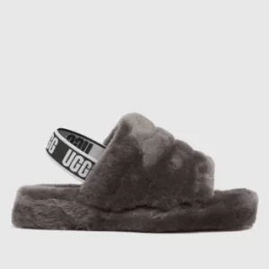 Image of UGG Grey Fluff Yeah Slide Junior Shoes
