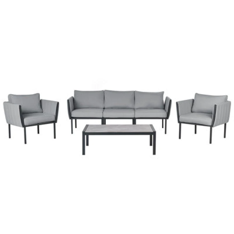 Image of Beliani Garden Lounge Set With Table 5 Seater Skala Metal Dark Grey