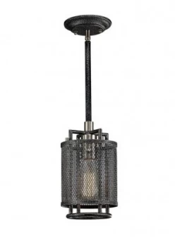 Image of Caged Ceiling Pendant 1 Light E27 Weathered Zinc, Brushed Nickel