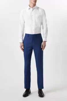 Image of Plus And Tall Slim Fit Blue Birdseye Suit Trousers