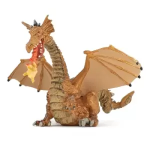 Image of PAPO The Enchanted World Gold Dragon with Flame Figure