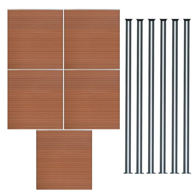 Image of Monstershop Composite Fence Panels & LED Posts 6ft x 29ft - Brown Brown Unisex