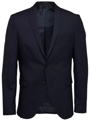 Image of Selected Homme Checked Slim Fit Blazer - Navy