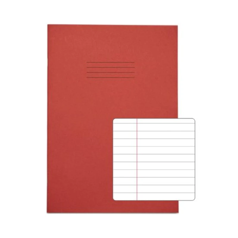 Image of Rhino A4 Exercise Book 80 Page 8mm Ruled Red Contract (50 Pack) VEXV668-495-0