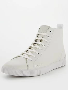 Image of Hugo Boss Zero Red Patch Logo High Top Trainers White Size 11 Men