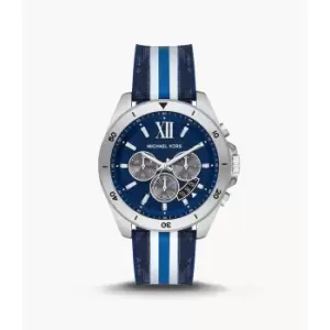 Image of Michael Kors Mens Brecken Chronograph Blue And White Pvc Watch - Blue / White