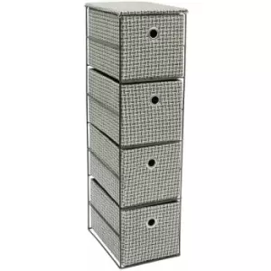 Image of JVL Silva 4 Drawer Narrow Fabric Storage Tower, Grey
