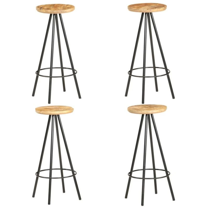 Image of VIDAXL Bar Stools 4 pcs Rough Mango Wood Vidaxl 8719883827148
