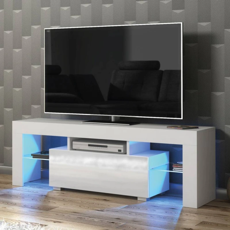 Image of Creative Furniture Floe TV Unit 130cm - White with Gloss Doors White Unisex