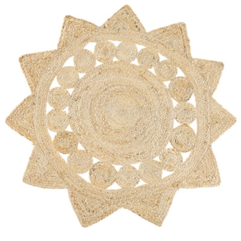 Image of Beliani Round Jute Area Rug 120 Cm Beige Araban