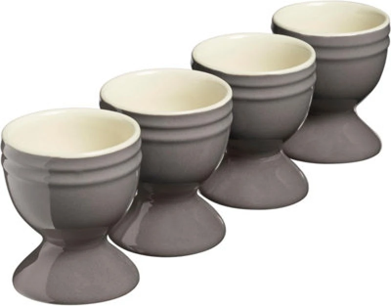 Image of Cooks Professional Stoneware Egg Cup Holder Hard Soft Boiled Eggs Kitchen Breakfast Set of 4 Grey unisex