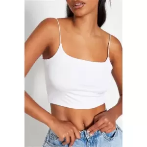 Image of I Saw It First White Slinky Spaghetti Strap Crop Top - White