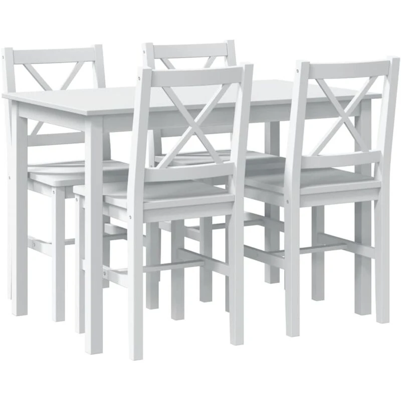 Image of vidaXL 5 Piece Dining Set White Home Kitchen Dinner Furniture Table Chairs
