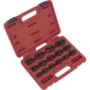 Image of Sealey 15 Piece 3/8" Drive Crow Foot Spanner Set Black Metric 3/8"