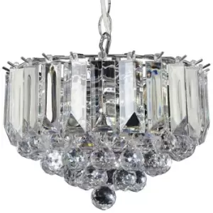 Image of 3 Light Chandelier Pendant CHROME & ACRYLIC Shade Hanging Ceiling Lamp Holder
