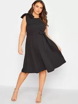 Image of Yours London Bow Shoulder Skater Dress Black, Size 22, Women