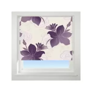 Image of Universal - Lily Patterned Thermal Blackout Roller Blind, Purple, W150cm