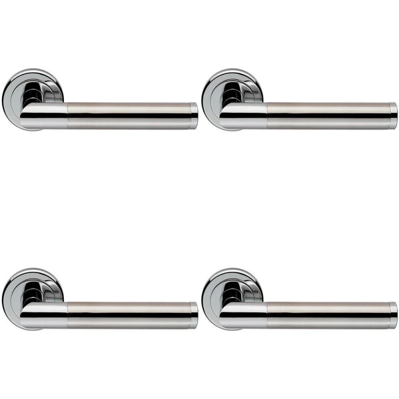 Image of Loops 4x PAIR Sectional Round Bar Lever on Round Rose Concealed Fix Dual Chrome Multi