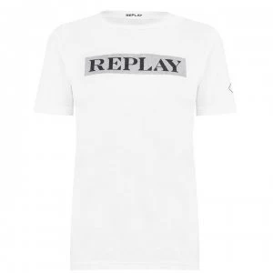 Image of Replay Glitter Box T Shirt - White 001