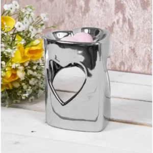 Image of Ceramic Wax/oil Warmer Silver Heart Design by Lesser & Pavey
