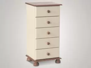 Image of Furniture To Go Copenhagen Cream and Pine 5 Drawer Tall Narrow Chest of Drawers Flat Packed