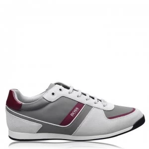 Image of Hugo Boss Glaze Nylon Suede Trainers Open Biege 286 Men