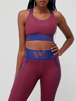 Image of adidas Believe This Adilife Medium Support Bra - Dark Red, Dark Red Size M Women