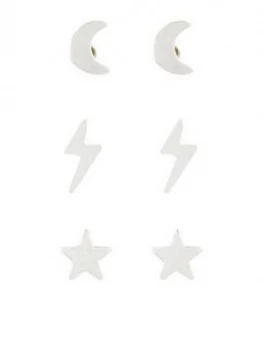 Image of Accessorize Sterling 3 X Stars And Moon Stud Set