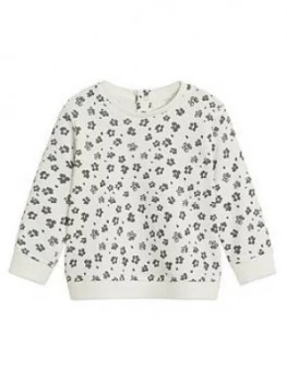 Image of Mango Baby Girls Flower Print Sweatshirt - White