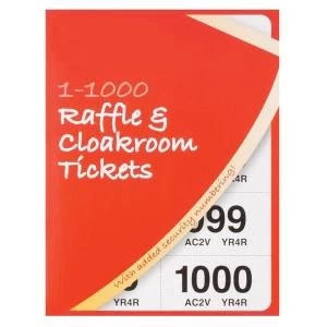Image of Cloakroom or Raffle Tickets Numbered 1 1000 Assorted Colours 1 x