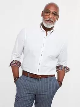 Image of Joe Browns Cut Above Collar Shirt - White, Size L, Men