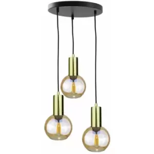 Image of Keter Jantar Cluster Pendant Ceiling Light Gold, 30cm, 3x E27