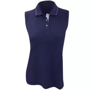 Image of Kustom Kit GamegearA Ladies Proactive Sleeveless Polo Shirt (12) (Navy/White)